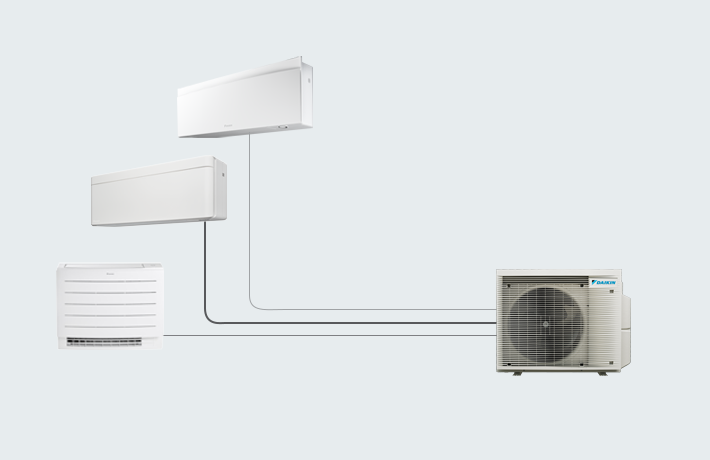 Ilustrație cu cinci unități Daikin conectate